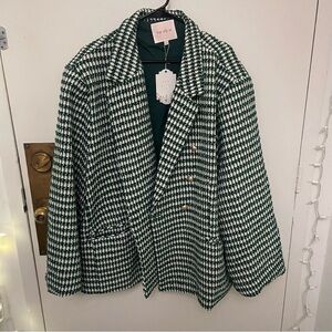 NWT Ivy City Co Green Houndstooth Blazer